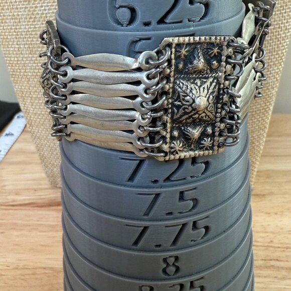 Vintage 1930-40s Mexico Sterling Silver 925 Pyramid Panel Bracelet Missing Link - Picture 10 of 11